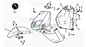 JET ONE 50 drawing FR PLATE / FRONT FENDER / INNER PROTECTOR