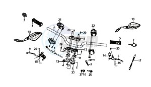 JET 14 45KMH 50 (L8) EU EURO4 drawing HANDLEBAR / BRAKE LEVERS /CABLES