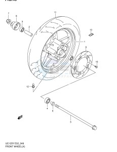 UC125 (E2) drawing FRONT WHEEL (MODEL X)