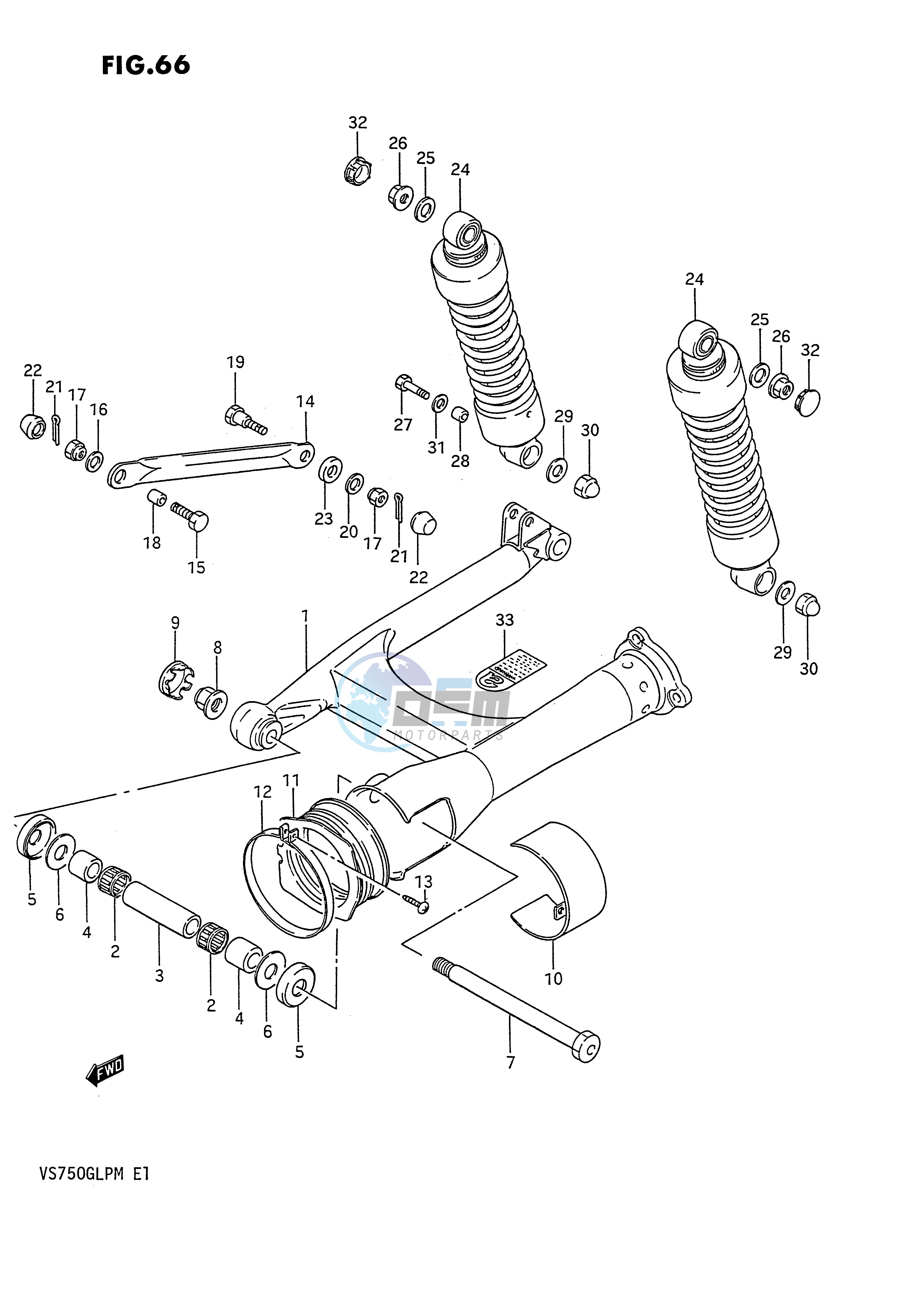 REAR SWINGING ARM (MODEL H J K L M)