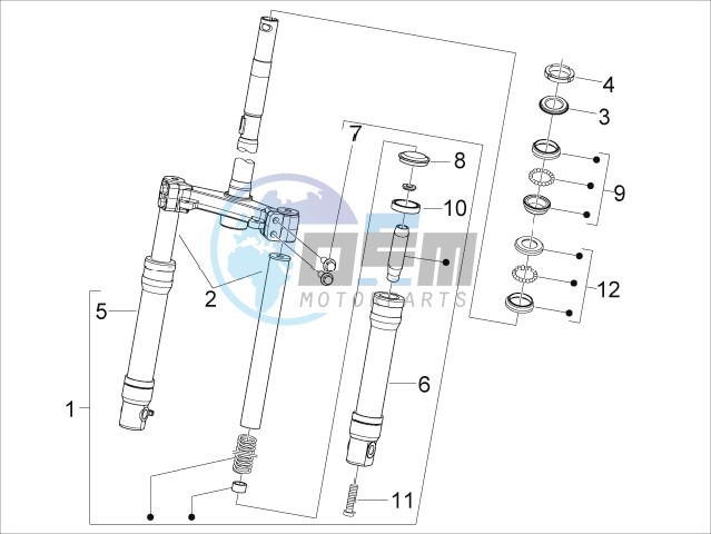 Fork steering tube - Steering bearing unit