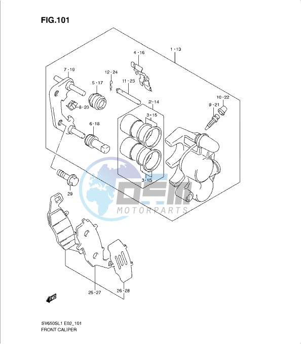 FRONT CALIPER (SV650SUL1 E24)