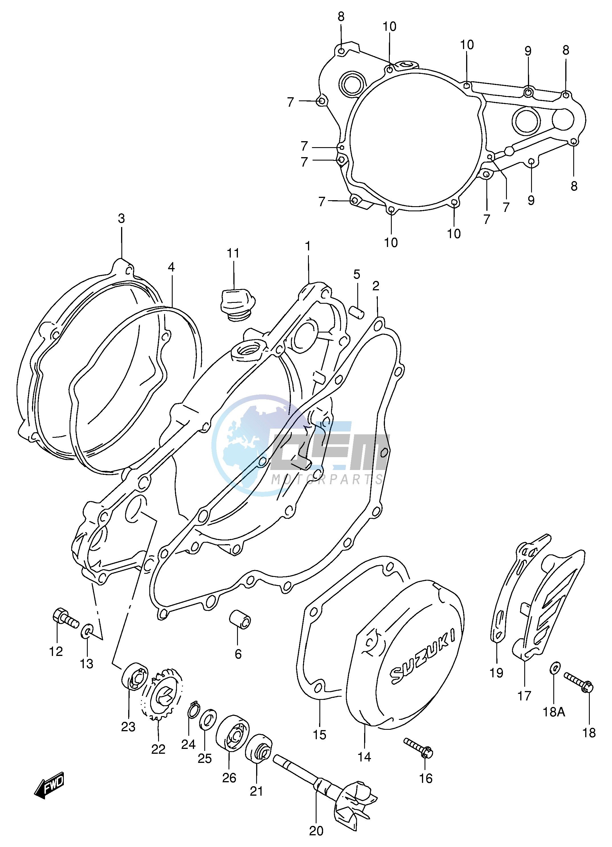 CRANKCASE COVER- WATER PUMP