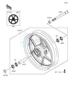 Z1000SX_ABS ZX1000MFF FR GB XX (EU ME A(FRICA) drawing Front Hub