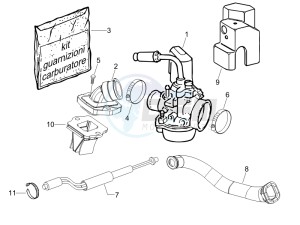 LXV 50 2T CH drawing Carburettor  assembly - Union pipe