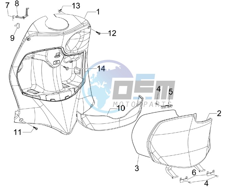 Front glove-box - Knee-guard panel