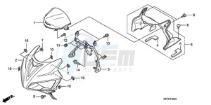 CBR125RWA Australia - (U / BLA) drawing UPPER COWL (CBR125RW7/RW9/RWA)