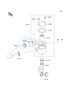 KAF 400 A [MULE 610 4X4] (A6F-AF) A9F drawing AIR CLEANER-BELT CONVERTER