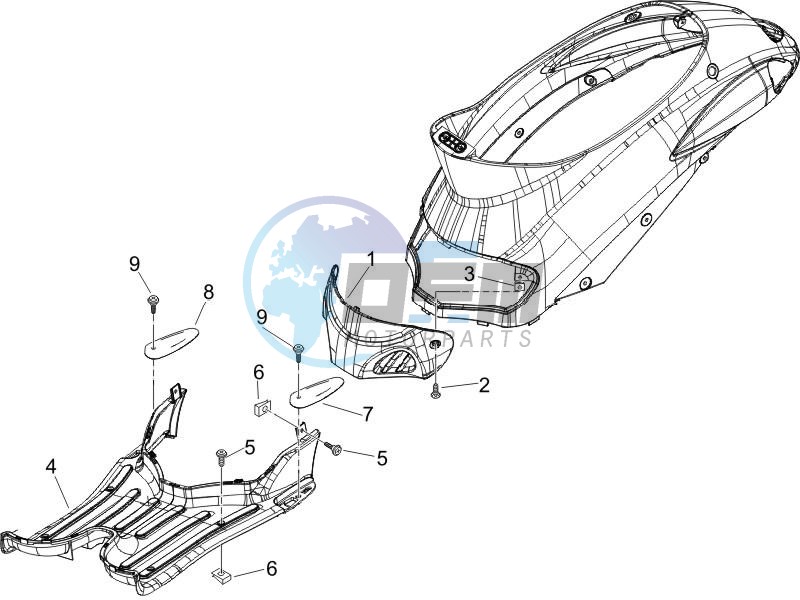 Central cover - Footrests