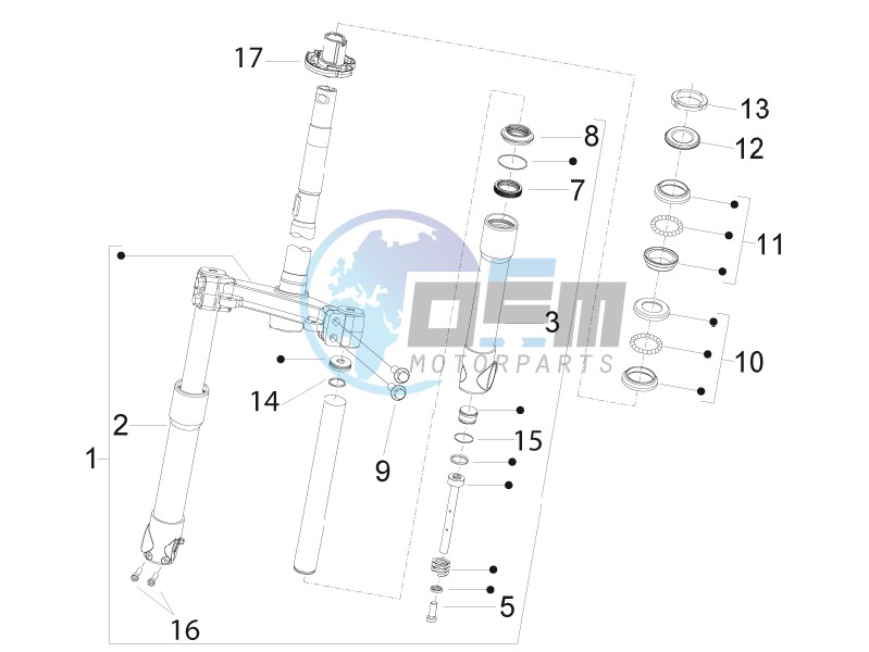 Fork/steering tube - Steering bearing unit