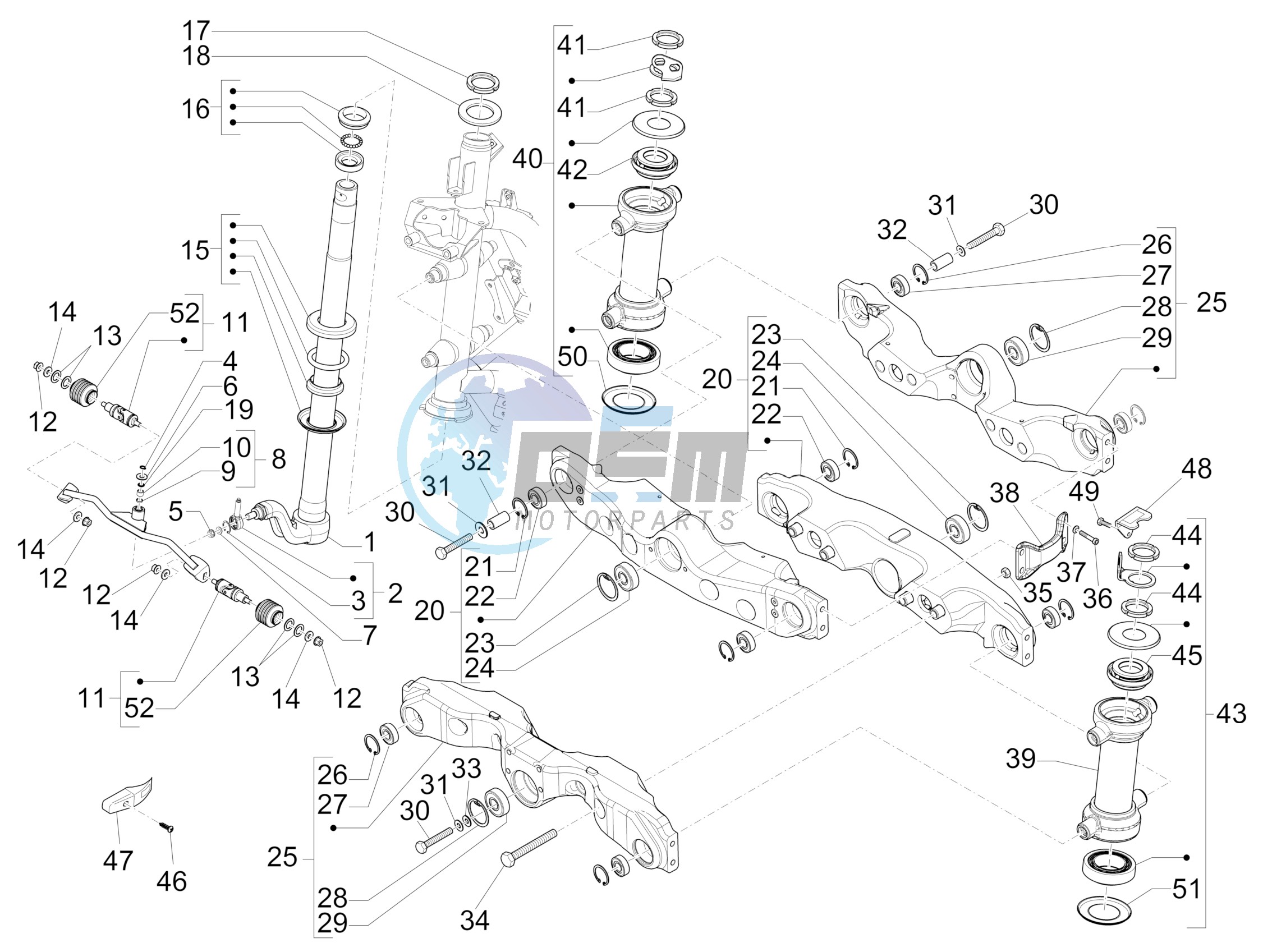 Fork/steering tube - Steering bearing unit