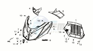 GTS 300i ABS drawing FR PLATE / INDICATORS / INNER LEG SHIELD