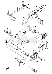 GSF1200A (E18) drawing REAR SWINGING ARM (GSF1200T V W X Y ST SV SW SX SY)