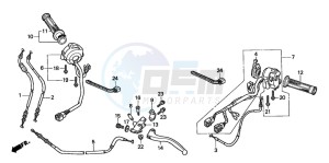 CB600F2 HORNET S drawing HANDLE LEVER/SWITCH/ CABLE (2)