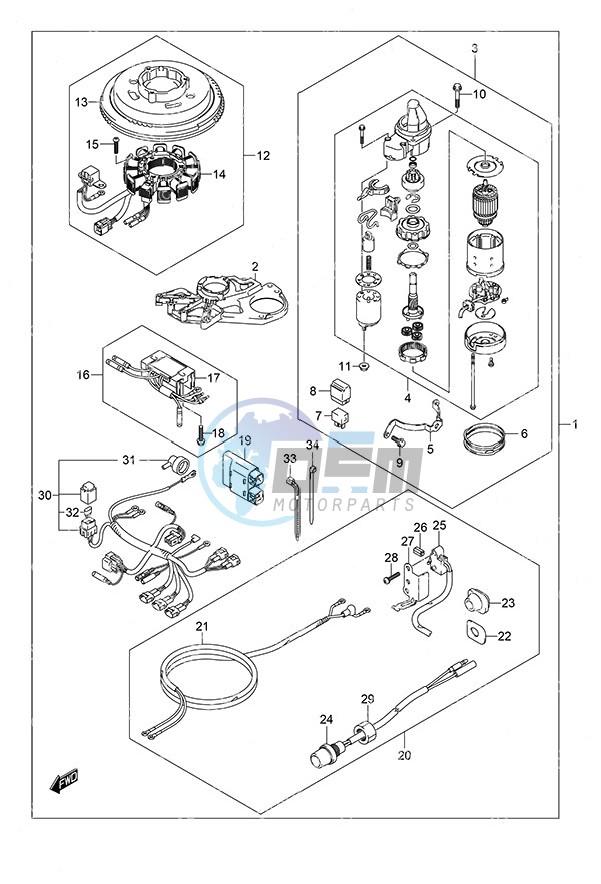 Starting Motor w/Manual Starter