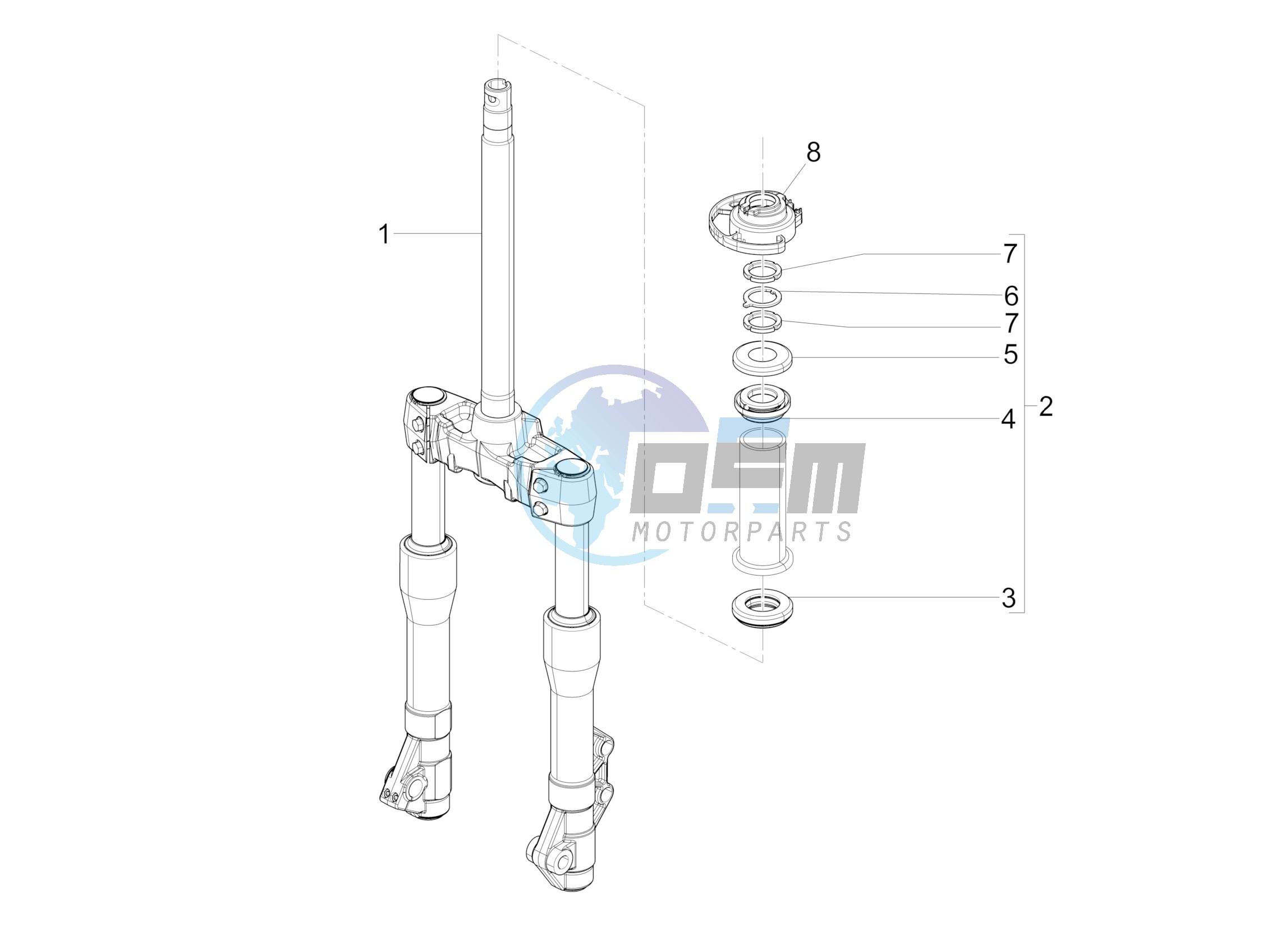 Fork/steering tube - Steering bearing unit