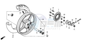 CM125C drawing REAR WHEEL (SI)