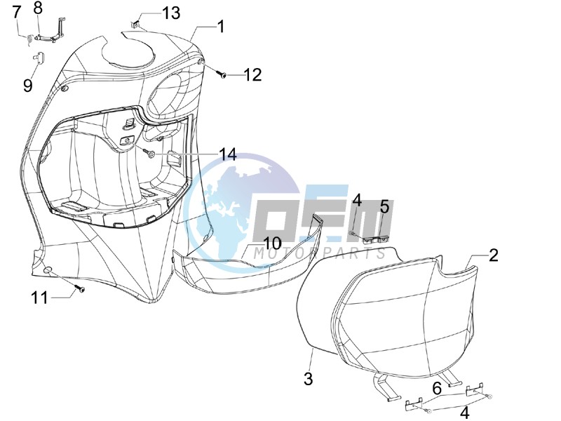 Front glove-box - Knee-guard panel