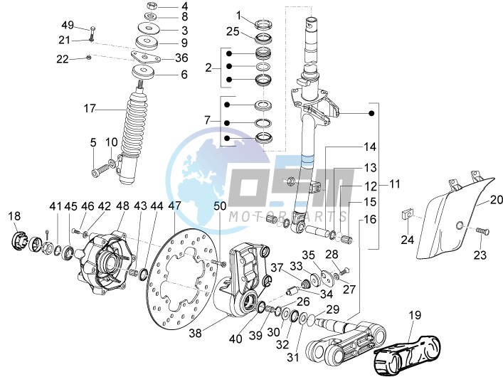 Fork - steering tube - Steering bearing unit