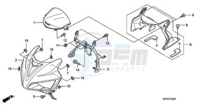 CBR125RW9 UK - (E / WH) drawing UPPER COWL (CBR125RW7/RW9/RWA)