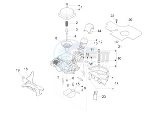 Liberty 125 4t Delivery e3 Single drawing Carburetors components