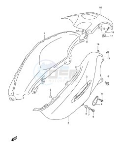 XF650 (E2) drawing FUEL TANK COVER (MODEL X)