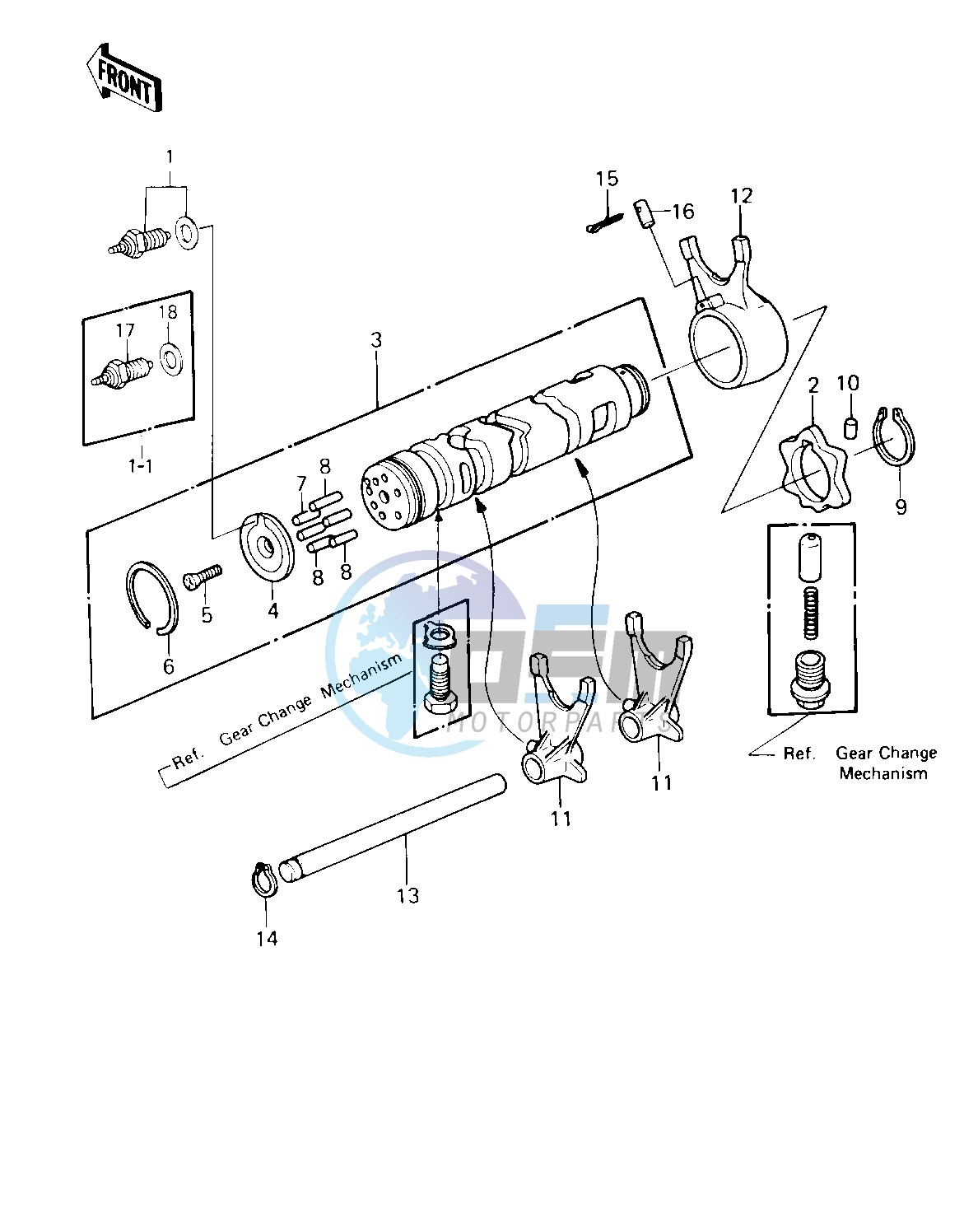 GEAR CHANGE DRUM & FORKS -- 80-81 A1_A2- -