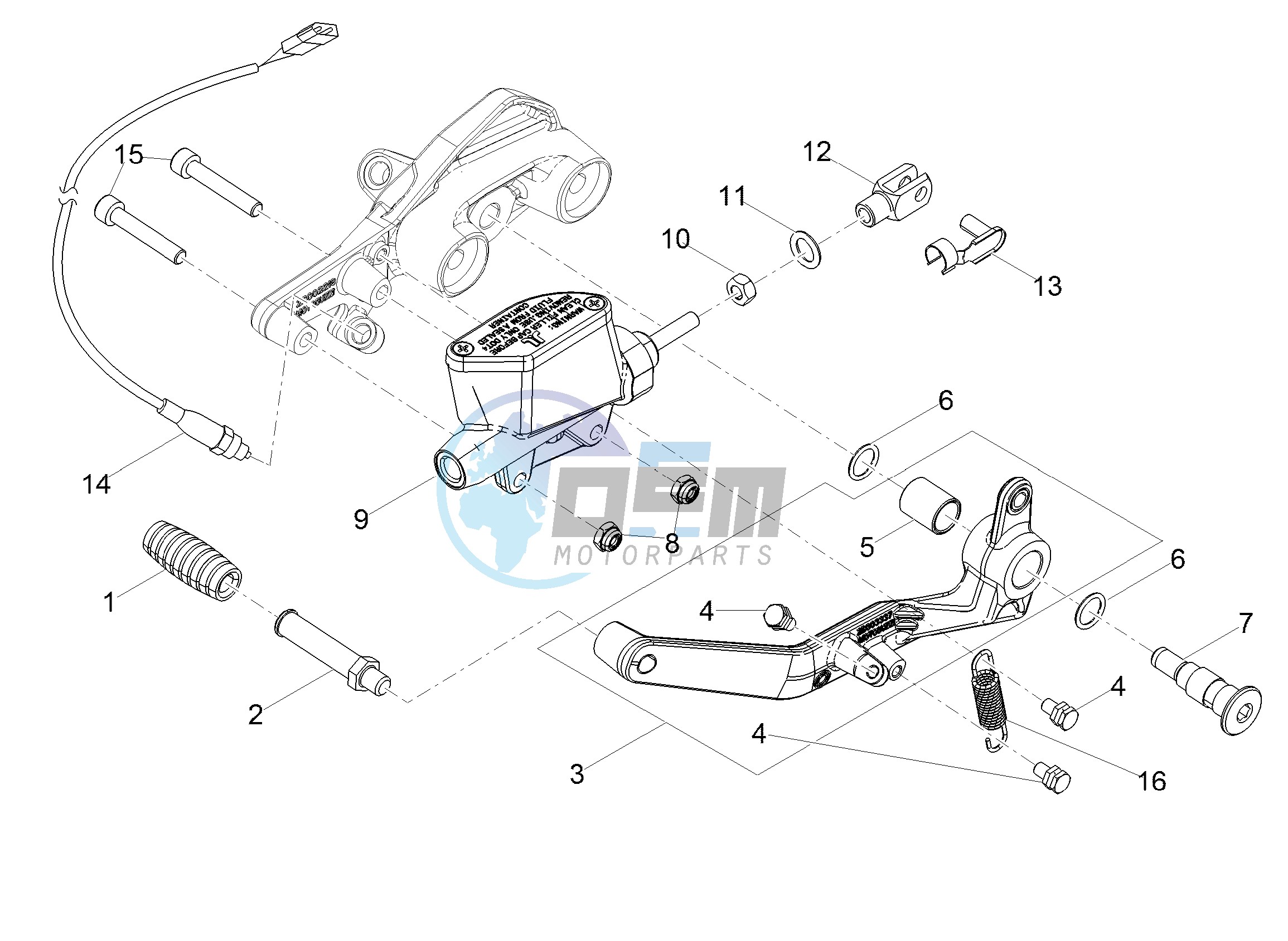 Rear master cylinder