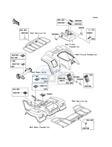 KLF250 KLF250A9F EU GB drawing Labels