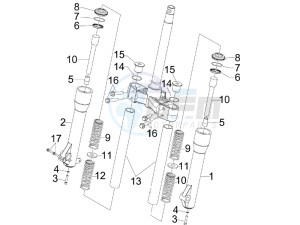 Beverly 250 Cruiser e3 drawing Fork components (Kayaba)