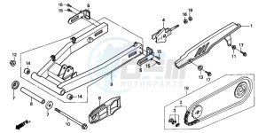 NSR50R drawing SWINGARM/CHAIN CASE