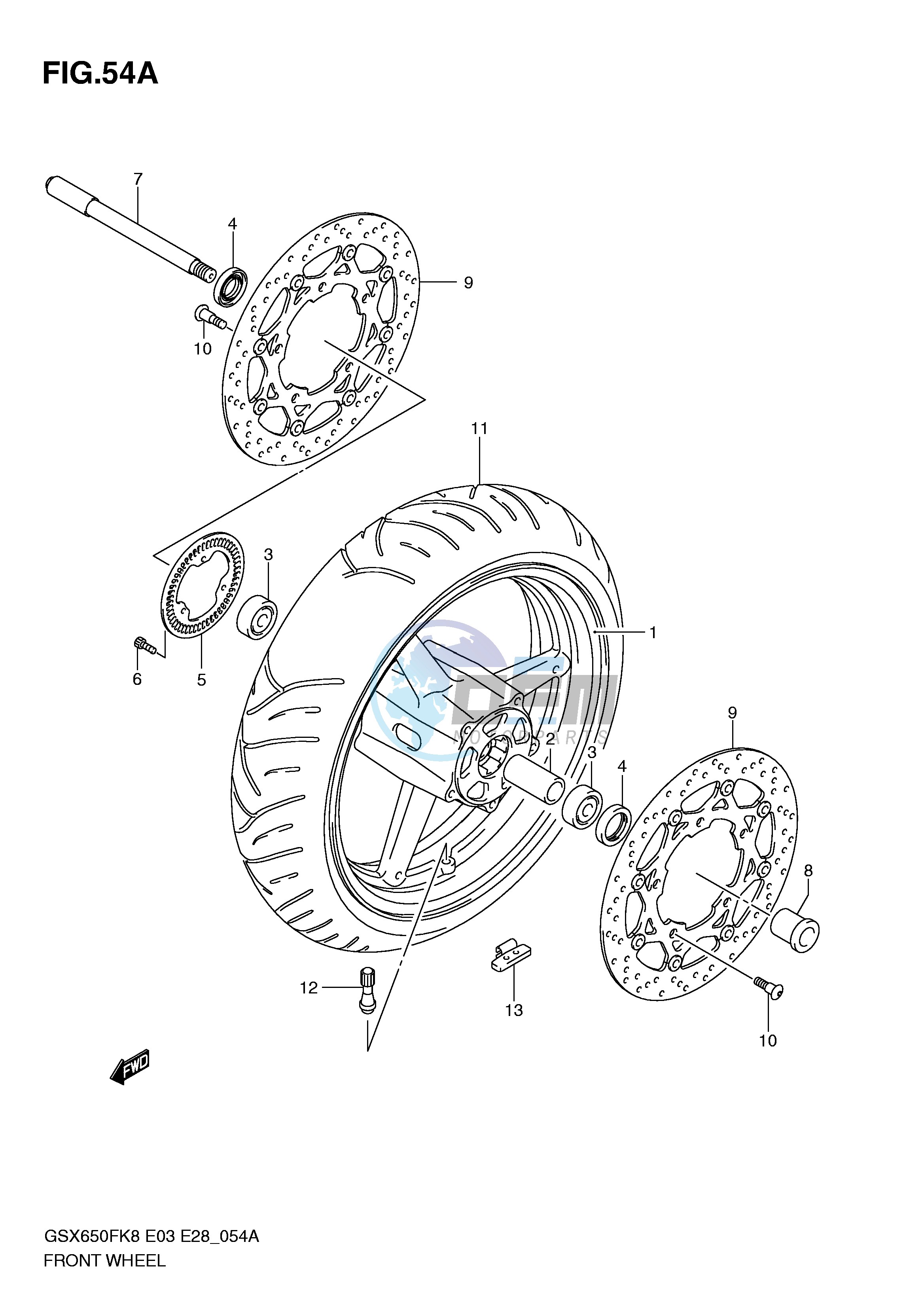 FRONT WHEEL (GSX650FAK9 FAL0)