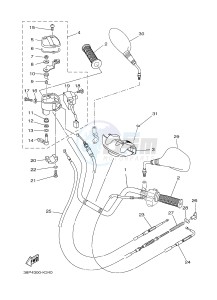 YFM350FWA GRIZZLY 350 4WD (1SG2) drawing STEERING HANDLE & CABLE