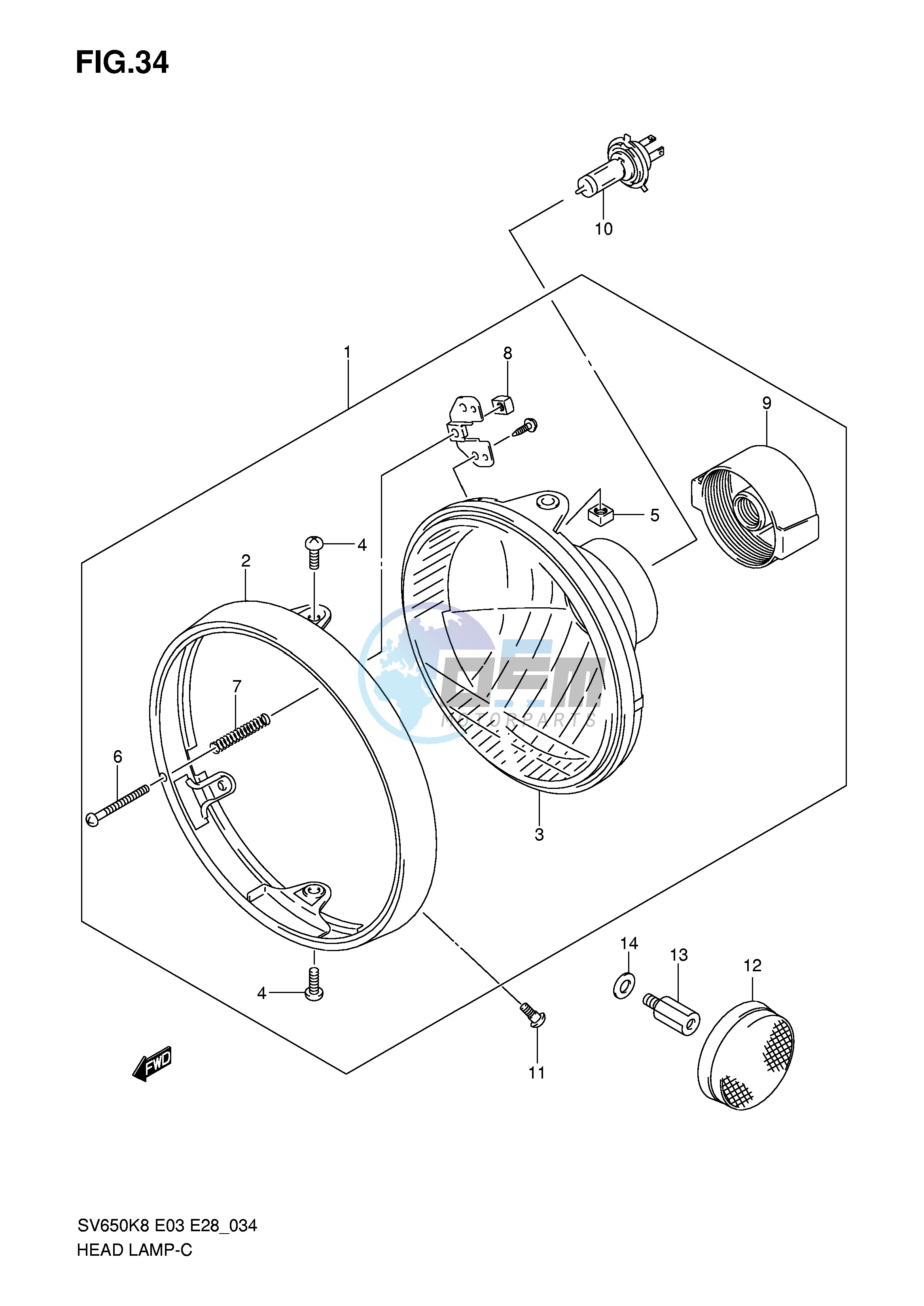 HEADLAMP (SV650K8 AK8 K9 AK9)