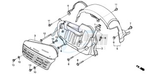 CH125 SPACY 125 drawing RR. FENDER/EX. MUFFLER (CH125J/L/M/N/P/R)