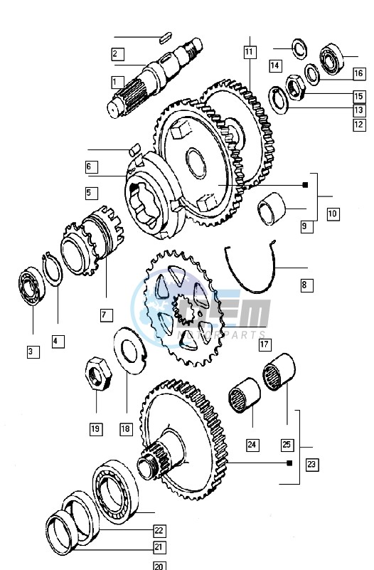 Countershaft-mainshaft