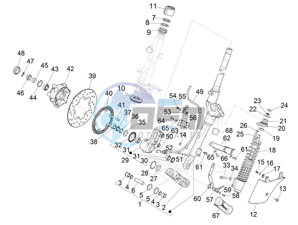 Fork/steering tube - Steering bearing unit