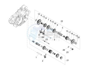 RS 125 REPLICA 4T E4 ABS (EMEA) drawing Gear box - Gear assembly