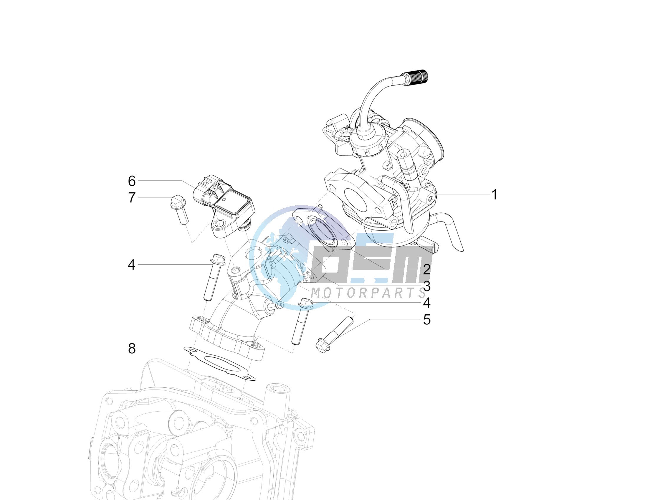 Carburettor, assembly - Union pipe