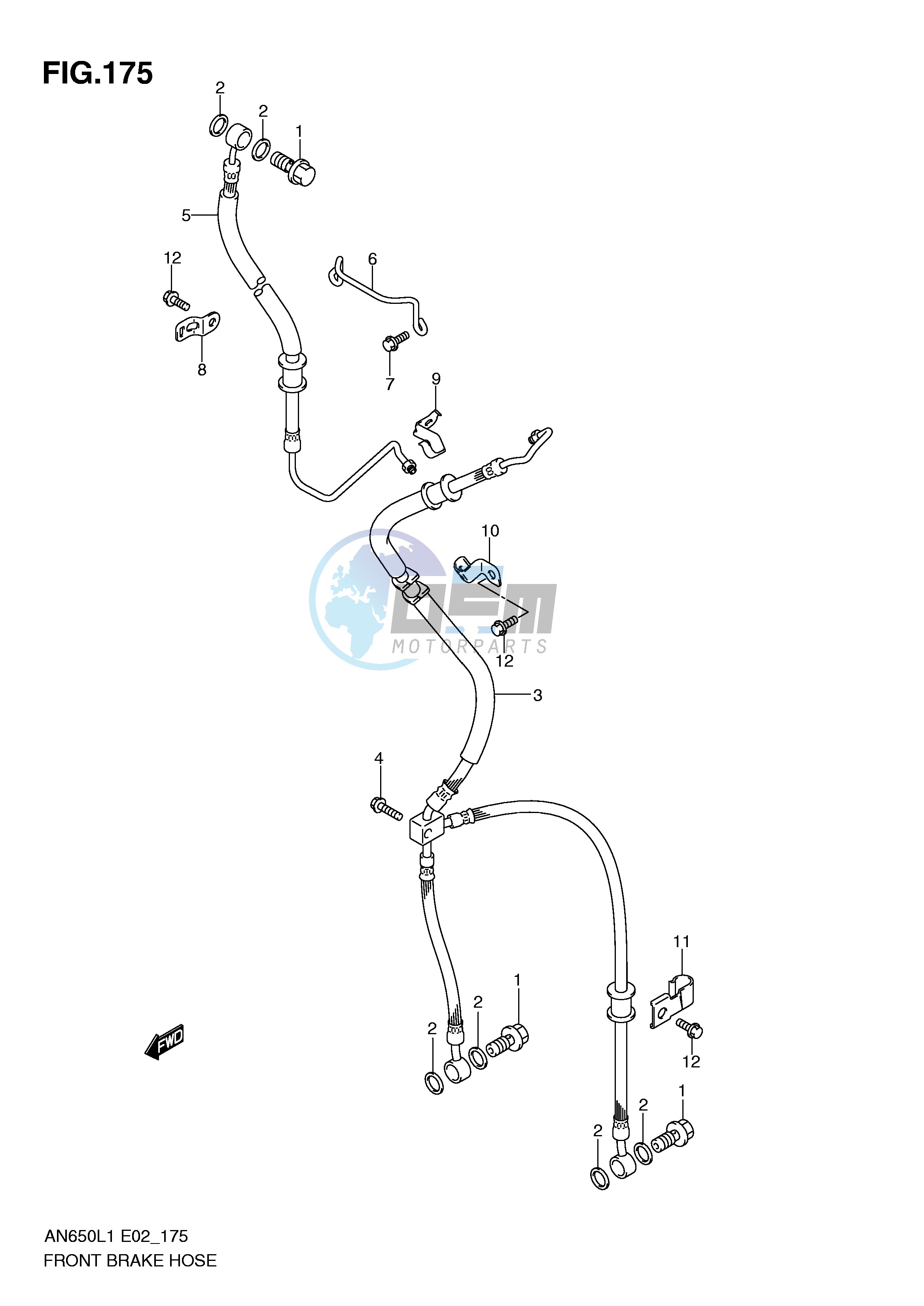 FRONT BRAKE HOSE (AN650AL1 E51)