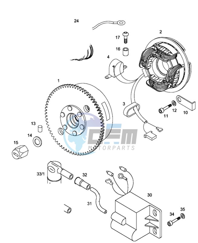 Magneto assembly-electric starter