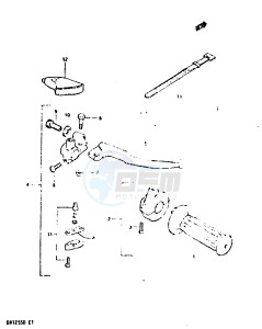 DR125S (Z-D) drawing RIGHE HANDLE SWITCH