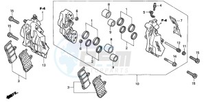 VTR1000F SUPER HAWK drawing FRONT BRAKE CALIPER