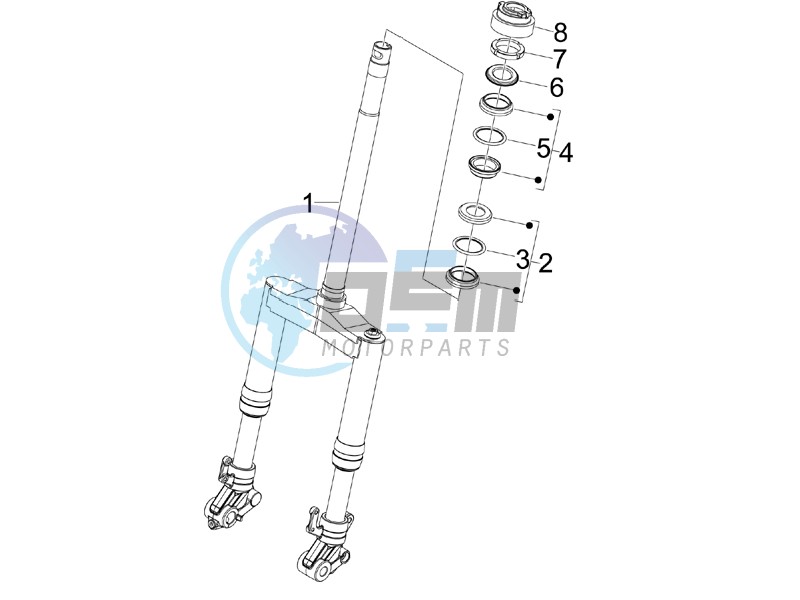 Fork steering tube - Steering bearing unit