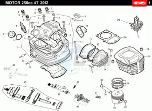 TANGO-250CC-4T-WHITE drawing THROTTLE BODY - CYLINDERHEAD - CAMSHAFT - CARBURETTOR