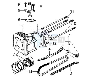 MIO 100 HU10W8-6 drawing CYLINDER MET PISTON / CYLINDER GASKETS TOP AND BOTTOM