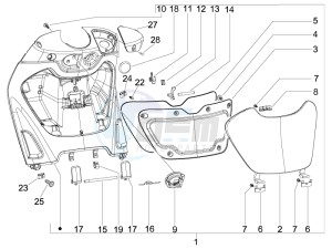 Beverly 250 ie Sport e3 drawing Front glove-box - Knee-guard panel