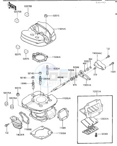 KDX 200 C [KDX200] (C1-C3) [KDX200] drawing CYLINDER HEAD_CYLINDER