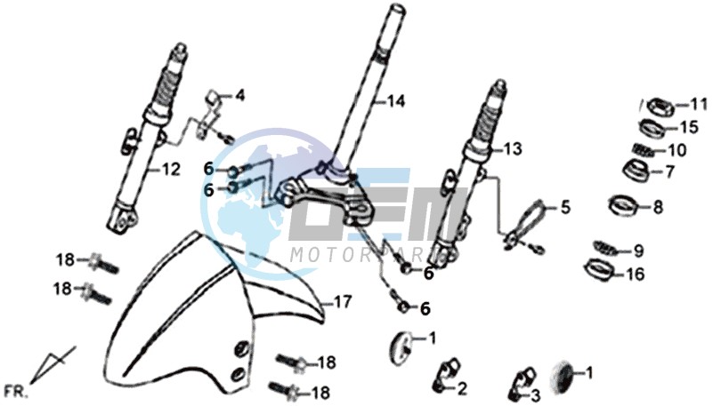 FRONT FORK / FRONT MUDGUARD / STEERING CROWN