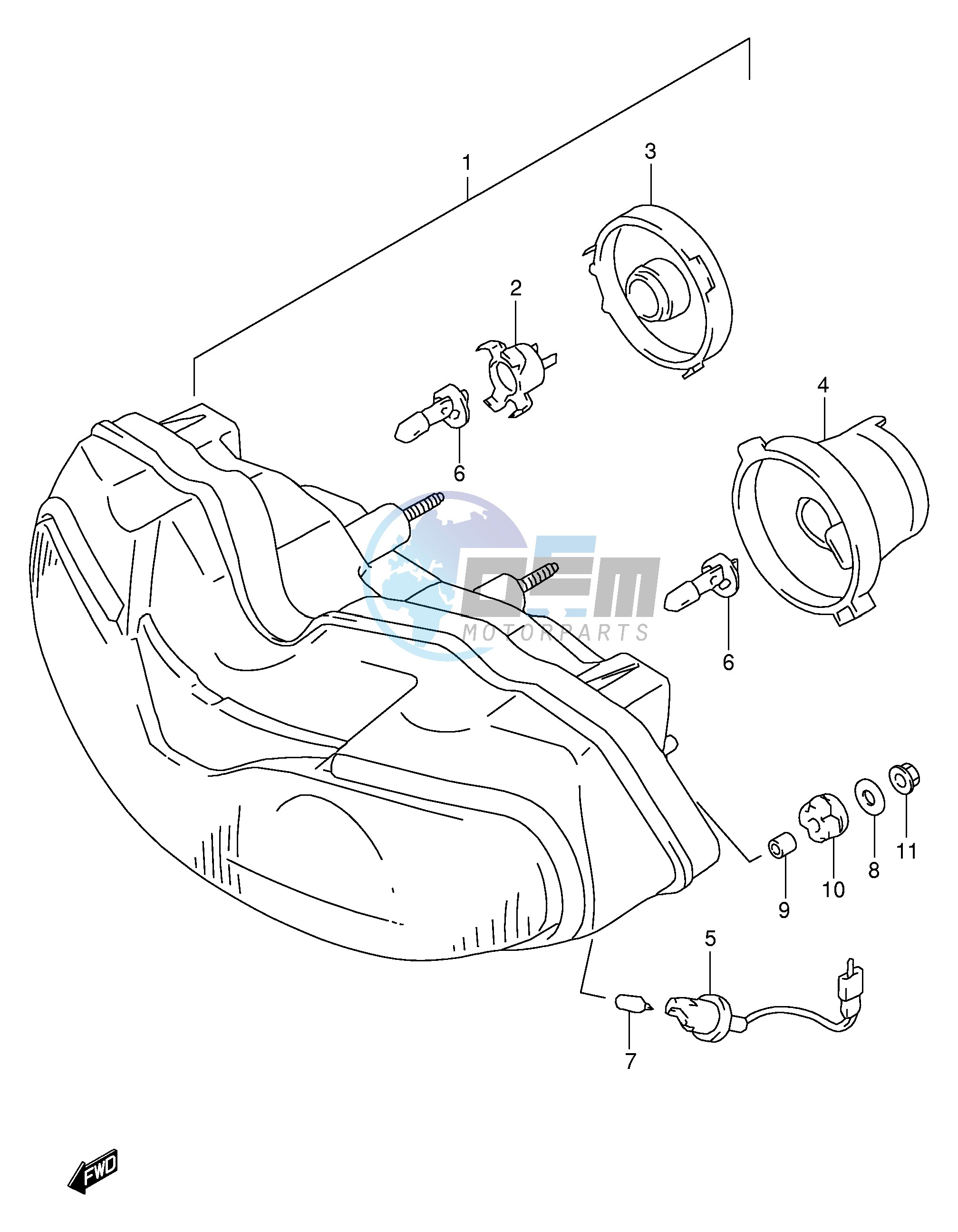 HEADLAMP (MODEL W X Y K1 E4,E18,E22,E25,E34)